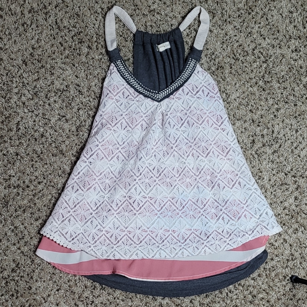 Medium, grey, pink, and beige tank top